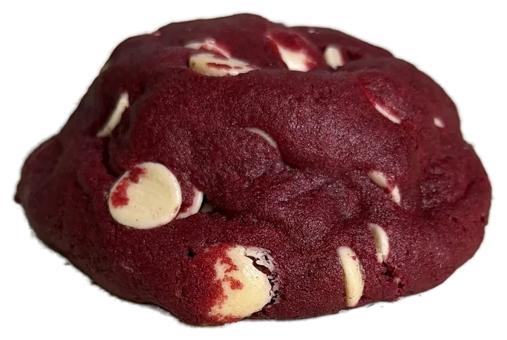 Cookie Ruby inteiro, massa vermelha com gotas de chocolate branco